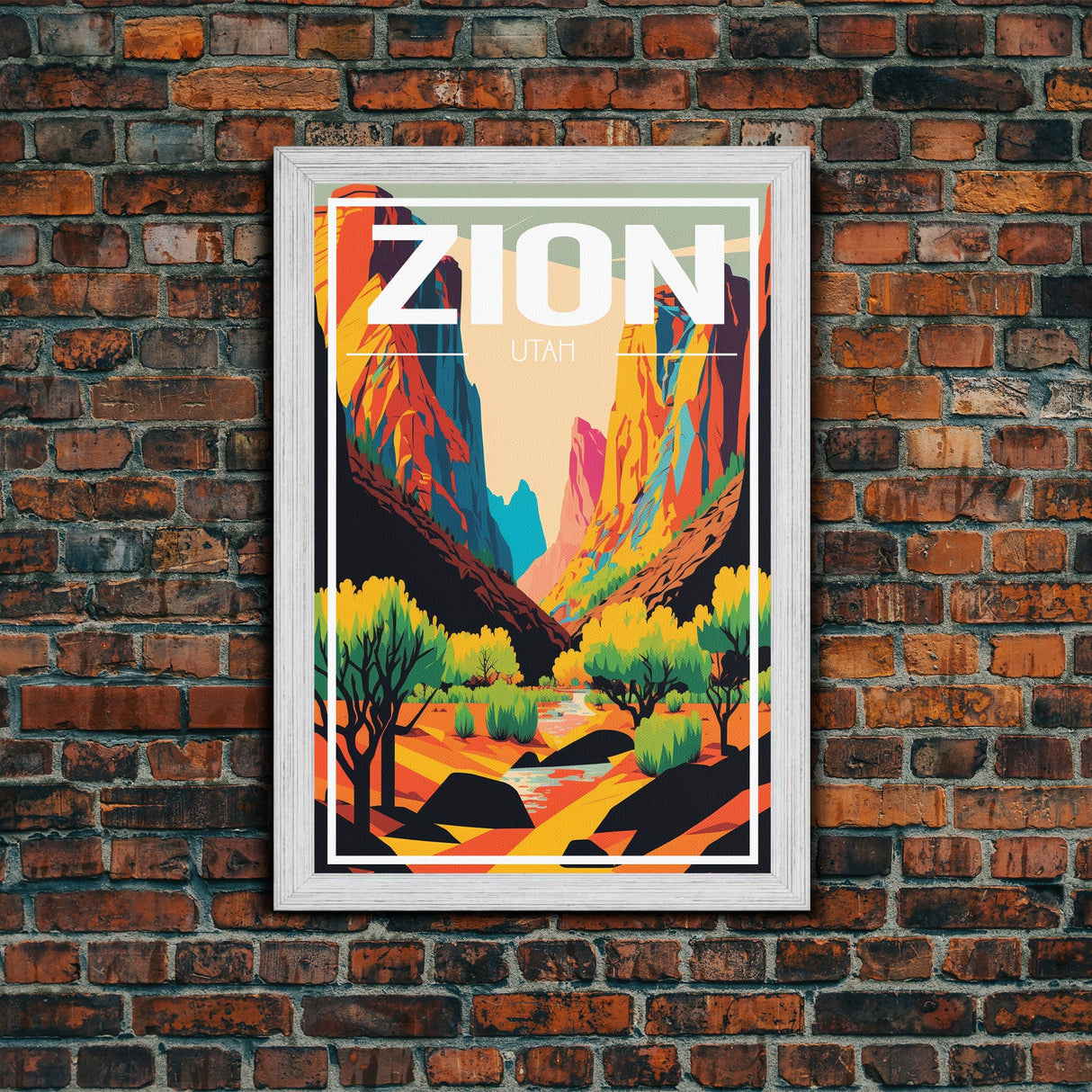 Zion National Park Poster, Utah Wall Poster, America Art Print, Travel Wall Print, Travel Poster, Travel Wall Art, Canvas Wall Print