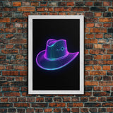 Purple Cowboy Hat Wall Decor, Cowgirl Hat Print, Western Art, 3D Art, Minimalist Print, Wall Decor, Canvas Print, Wall Art, Framed Canvas