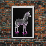 White Horse Wall Decor, Line Art,  Animal Wall Art, 3D Wall Art, Minimalist Print, Wall Decor, Canvas Print, Wall Art, Framed Canvas