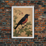 Oriole Wall Decor, Black And Orange Bird Wall Art, Animal Wall Art, Minimalist Print, Wall Decor, Canvas Print, Wall Art, Framed Canvas