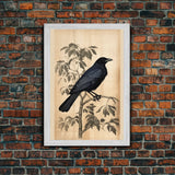 Black Bird Wall Art, Crow Wall Decor, Animal Wall Art, Black Bird, Modern Print, Wall Decor, Canvas Print, Wall Art, Framed Canvas