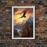 Eagle Wall Art, Mountain Art Print, Animal Art, Nature Print, Canvas Print, Wall Art, Vertical Art, Gift For Boss, Camper Wall Decor