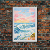 Colorful Sunset Wall Art, Beach Wall Print, Seascape Art, Nature Print, Canvas Print, Wall Art, Vertical Art, Beach House Art, Travel Print