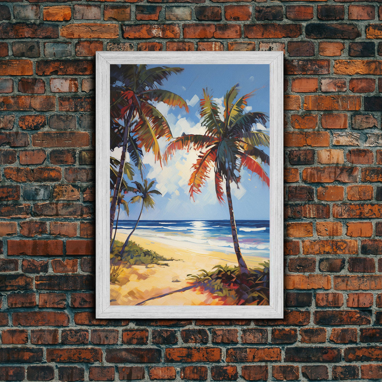 Tropical Wall Art, Beach Wall Print, Seashore Wall Art, Canvas Print, Wall Art, Vertical Print, Living Room Wall Art, Retirement Gifts