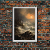 Ocean Waves Art, Sunset Wall Art, Nautical Art Print, Seascape Wall Art, Canvas Print, Wall Art, Vertical Art, Apartment Wall Decor, Prints