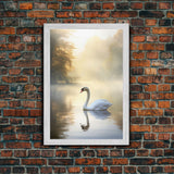 Swan Print, Bird Art, Animal Wall Art, Lake Art Print, Canvas Print, Wall Art, Vertical Art, Couples Gift, Lake House Wall Art, RV Decor