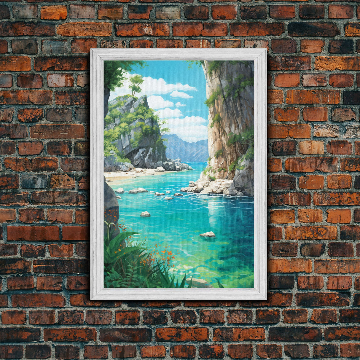 Beach Cove Wall Art, Ocean Print, Seashore Wall Art, Canvas Print, Wall Art, Vertical Art, Seascape Art Print, College Dorm Decor, RV Decor