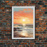 Sunset Wall Art, Beach Art Print, Seascape Wall Art, Canvas Print, Wall Art, Vertical Art, Appreciation Gift, Wall Hanging, Dining Room Art