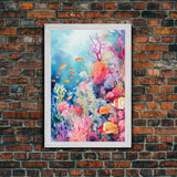 Ocean Nursery Art, Under The Sea, Canvas Print, Wall Art, Vertical Art, Nautical Nursery Art, Thank You Gift, Modern Home Decor, Home Decor