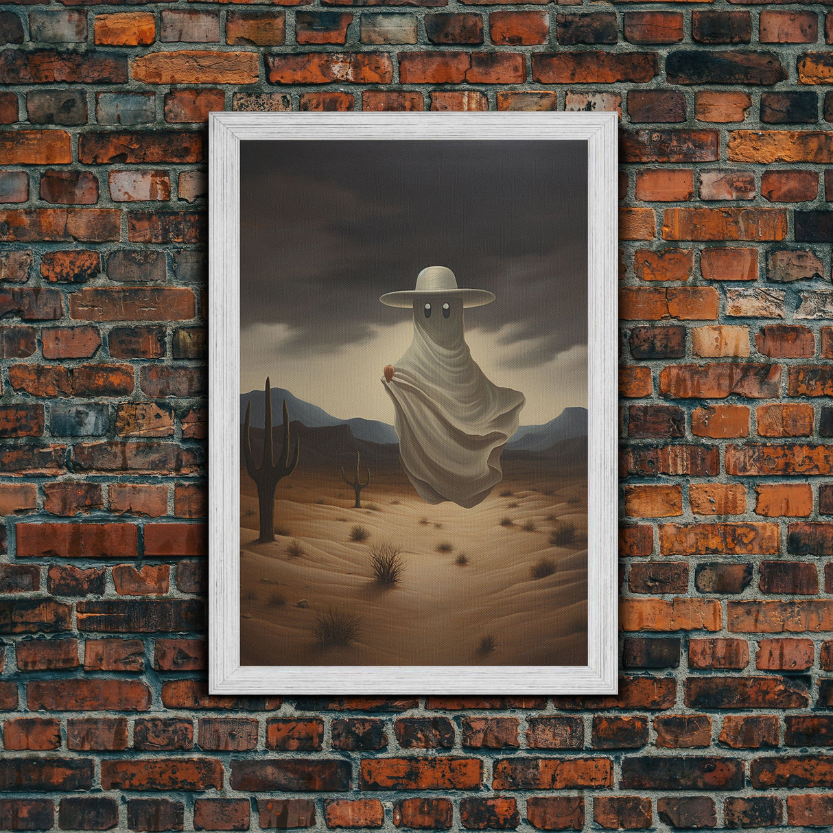 Wild West Cowboy Ghost, Western Halloween Decor, Framed Canvas Print, Halloween Canvas Art, Cowboy Halloween