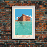 Dry Tortugas National Park Travel Poster Print, Canvas Print Wall Art, Florida Travel Art, Midcentury Modern Travel Decor, MCM Wall Art