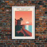 Dry Tortugas National Park Travel Poster Print, Canvas Print Wall Art, Florida Travel Art, Midcentury Modern Travel Decor, MCM Wall Art