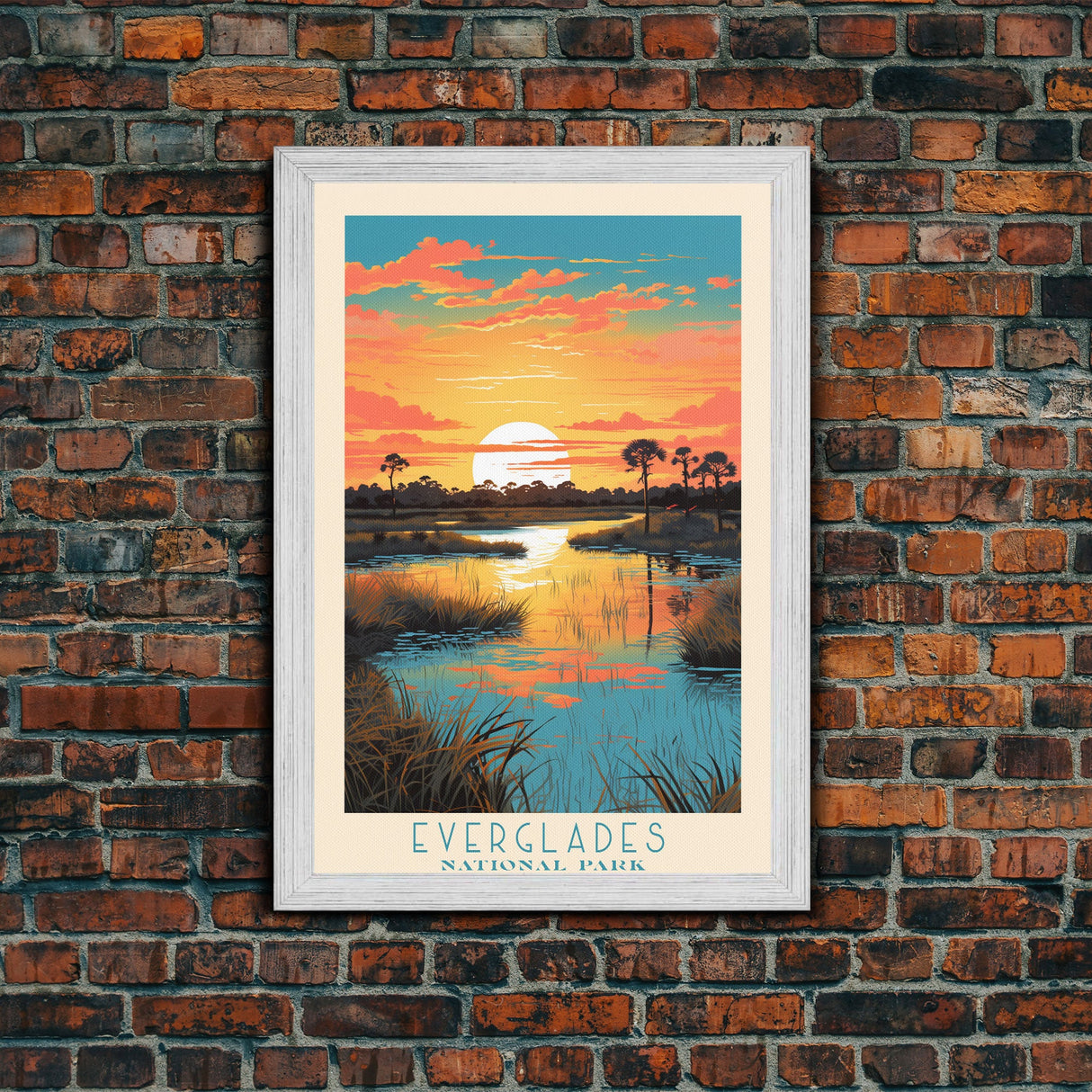 Everglades National Park Travel Poster Print, Canvas Print Wall Art, Florida Travel Art, Midcentury Modern Travel Decor, MCM Wall Art