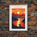 Glacier Bay National Park Travel Poster Art, Canvas Print Wall Art, Alaska Travel Art, Midcentury Modern Travel Decor, MCM Wall Art