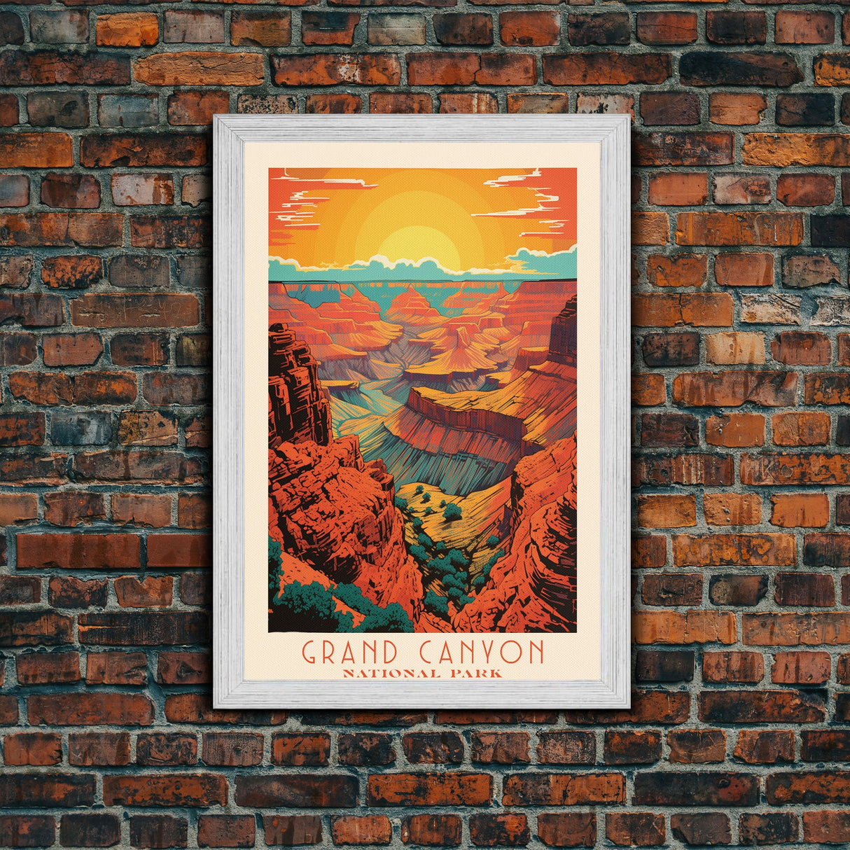 Grand Canyon National Park Travel Poster Art, Canvas Print Wall Art, Arizona Travel Art, Midcentury Modern Travel Decor, MCM Wall Art