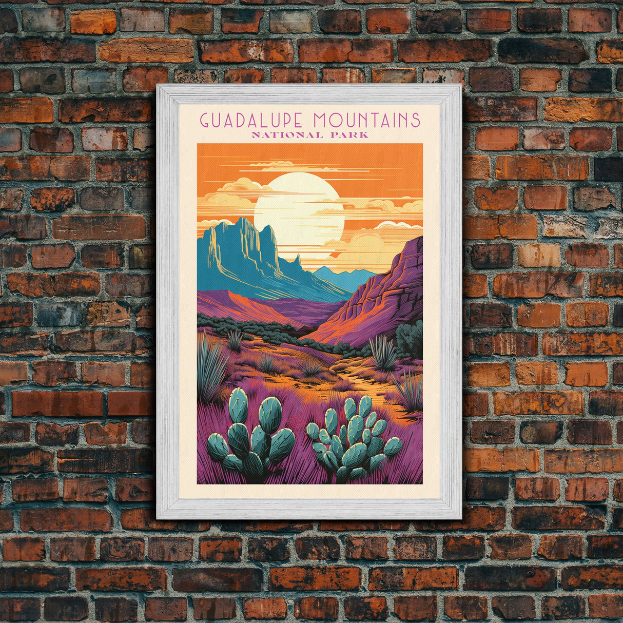 Guadalupe Mountains National Park Travel Poster Art, Canvas Print Wall Art, Texas Travel Art, Midcentury Modern Travel Decor, Wall Art