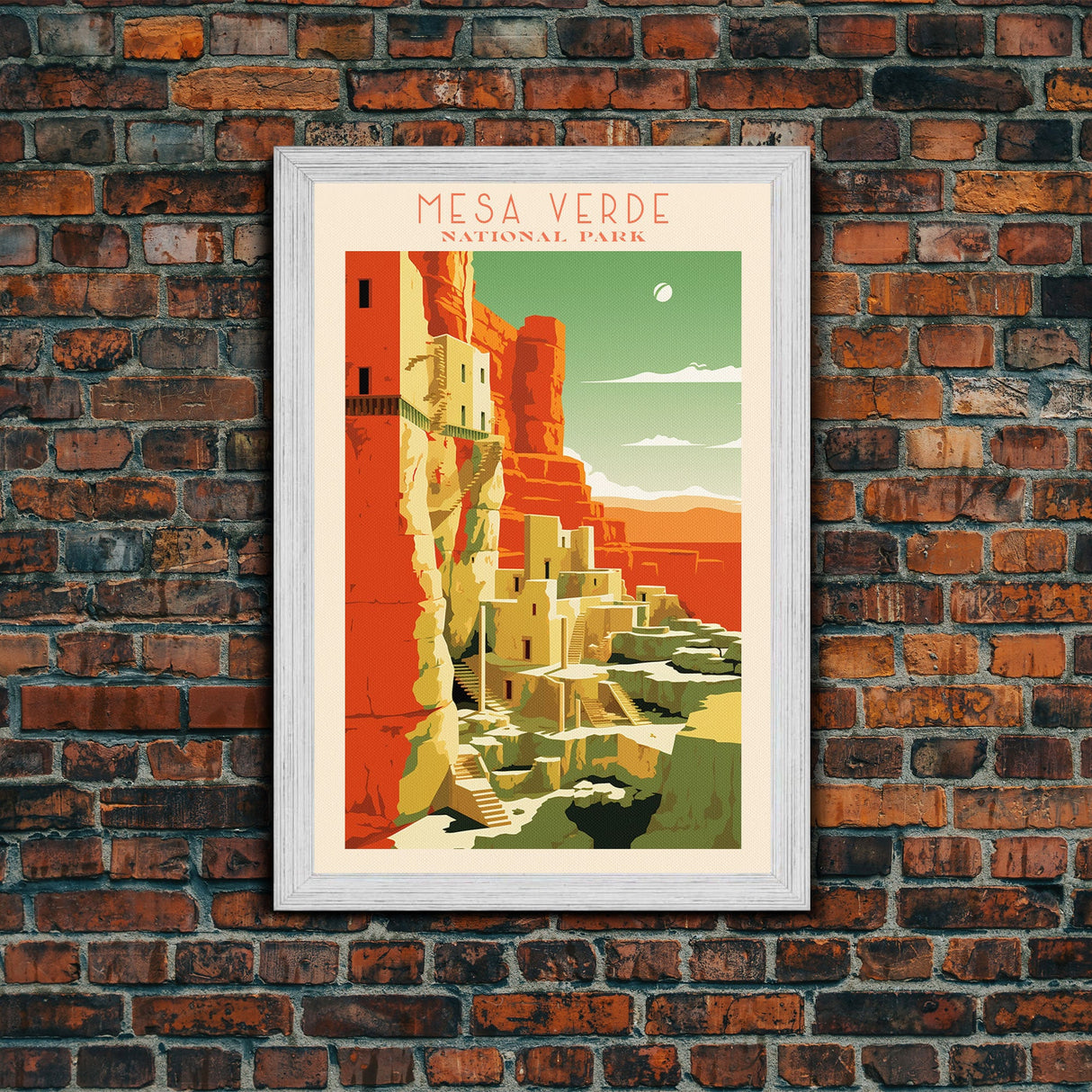 Mesa Verde National Park, Colorado Travel Art, National Park Print, Minimalist Travel Art, Midcentury Modern Retro Style Landscape