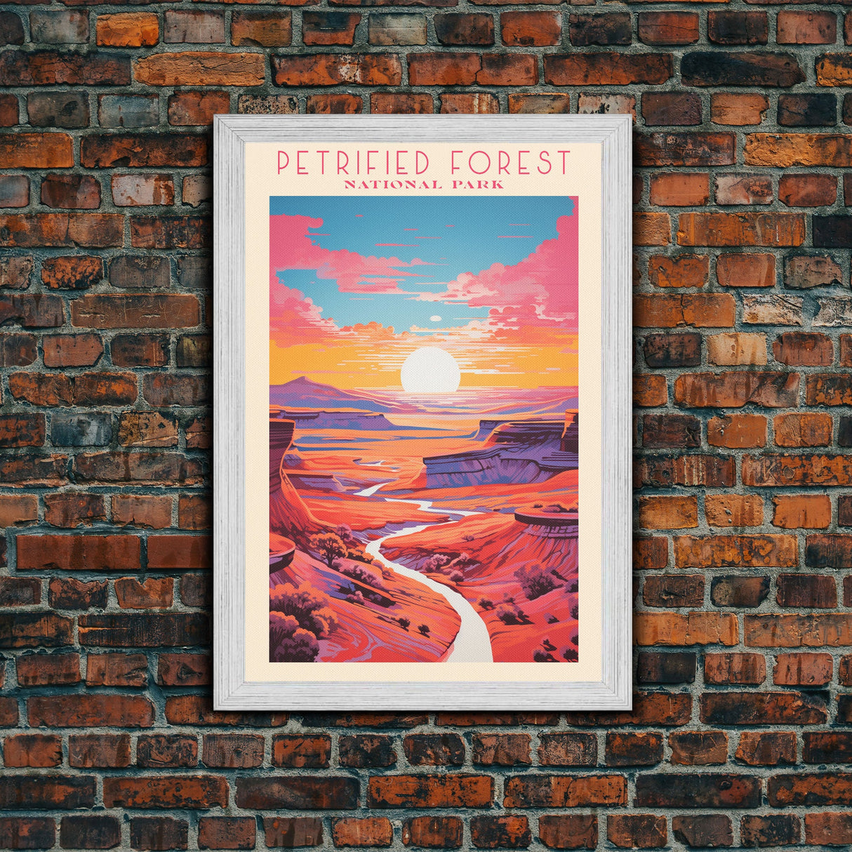 Petrified Forest National Park, Arizona Travel Art, National Park Print, Minimalist Travel Art, Midcentury Modern Retro Style Landscape