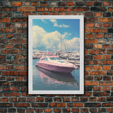 Pink Boat, Ocean Wall Art,  Nautical Wall Art, Canvas Print, Wall Hanging, Portrait Art, Travel Print, Modern Art Prints, Girls Room Decor