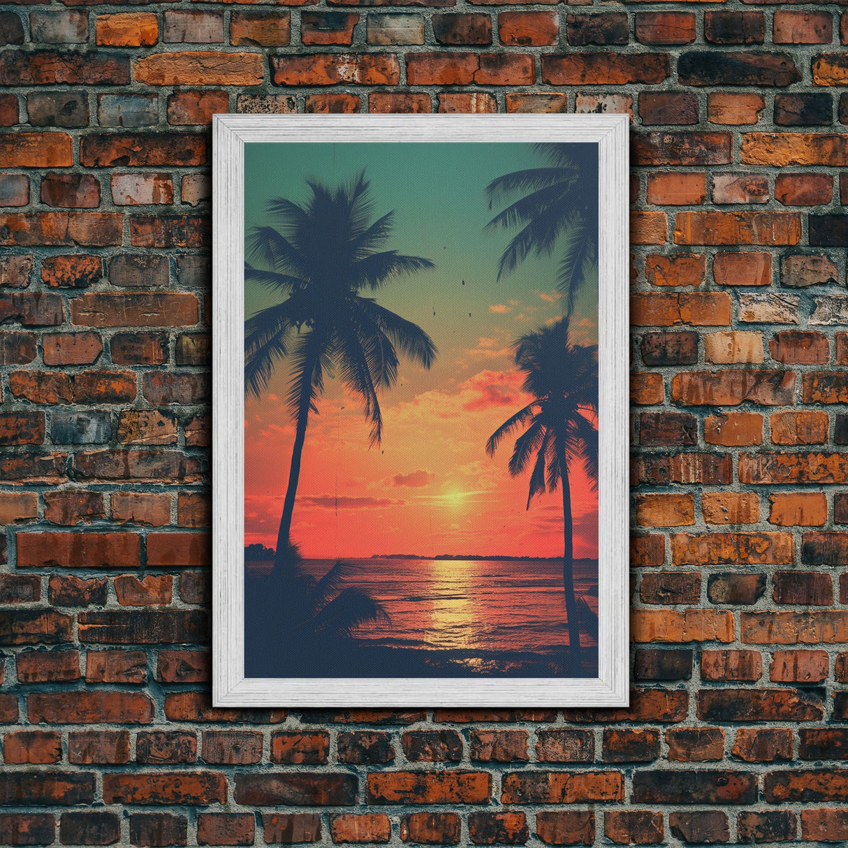 Tropical Wall Art, Palm Tree Art, Sunset, Beach Art, Canvas Print, Wall Hanging, Portrait Art, Home Office Art, Family Home Decor, RV Decor