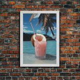 Tropical Wall Art, Palm Tree Art, Cocktail Wall Art, Canvas Print, Wall Hanging, Portrait Art, Travel Wall Art, Beach Wall Art, Ocean Art