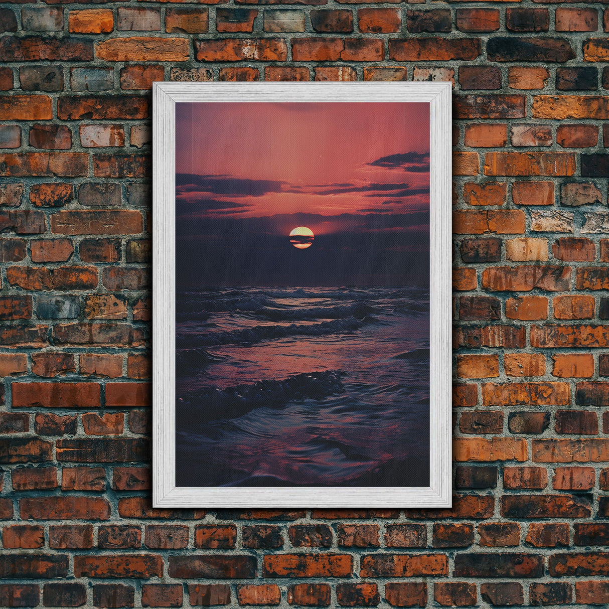 Ocean Art, Seascape Wall Art, Sunset, Waves Art, Canvas Print, Wall Hanging, Portrait Art, College Dorm Decor, Living Room Prints, RV Art