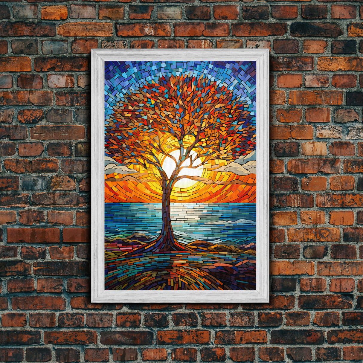 Sunset, Abstract Art, River Wall Art, Tree Wall Art, Canvas Print, Wall Hanging, Portrait Art, Thank You Gift, Rustic Wall Decor, Room Decor