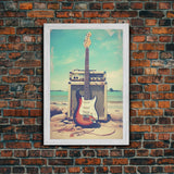 Electric Guitar, Guitar Wall Art, Music Wall Art, Canvas Print, Wall Hanging, Portrait Art, Guitar Player Gift, Music Wall Decor, Beach Art