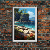 Beach Wall Art, Framed Canvas Print, Beach Canvas Wall Art, Long Beach Wall Art - "Abandoned" - Stuck On A Desert Island