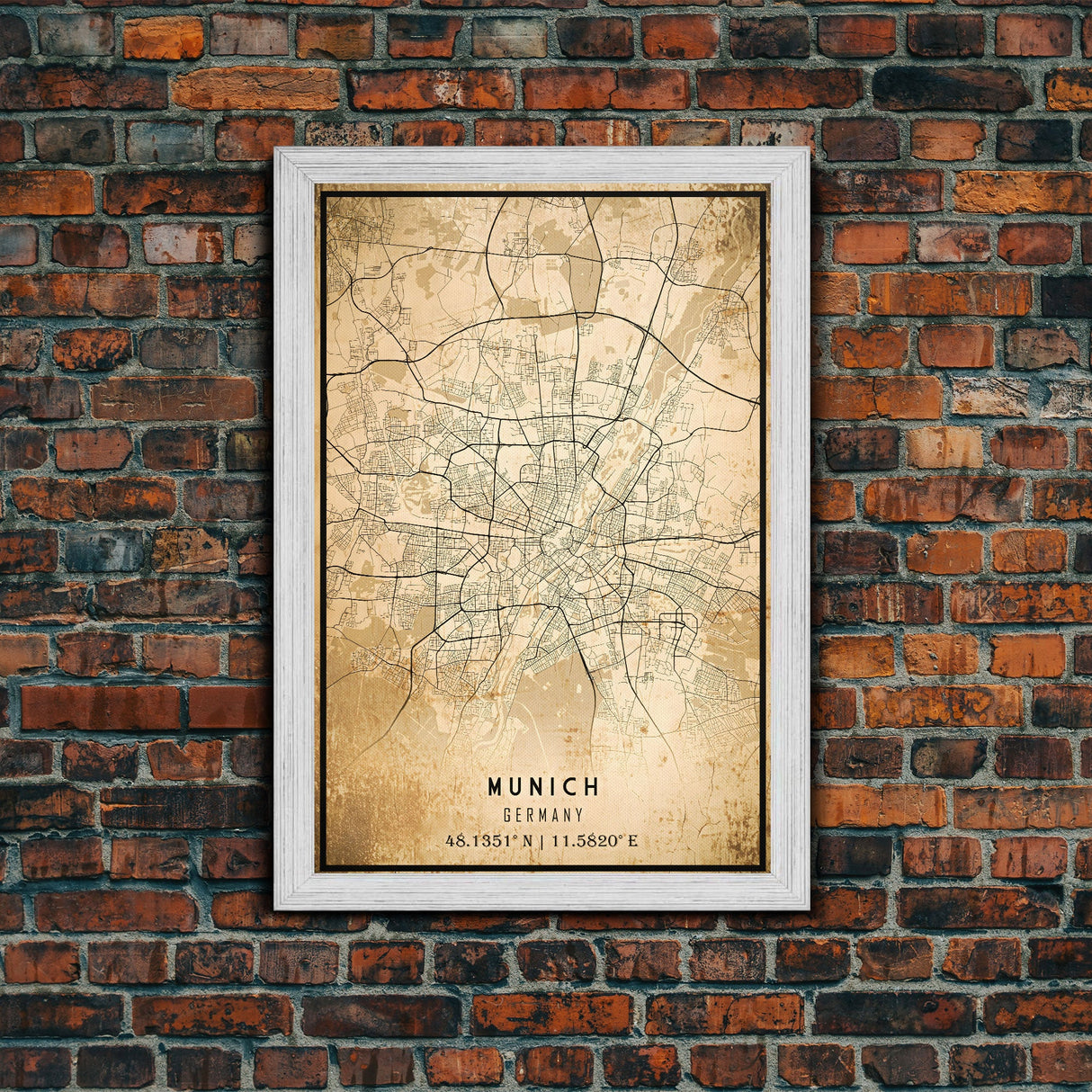 Munich map print poster or framed canvas, Munich Germany map print poster canvas, Munich city map print poster canvas, Vintage Travel Art