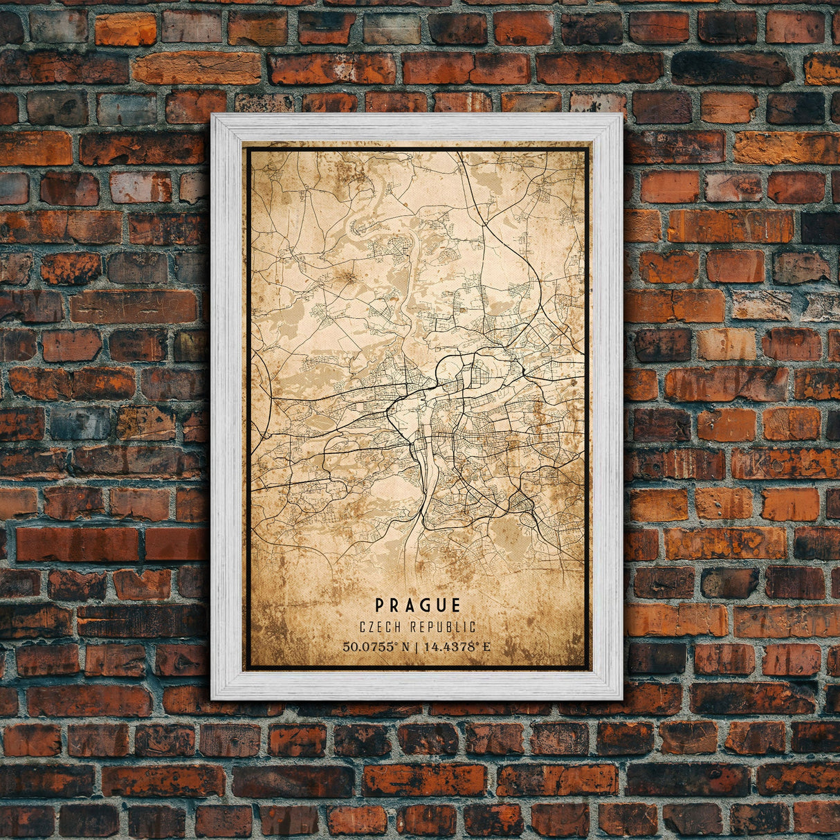 Prague Czech Republic map print poster or framed canvas, Prague map print poster canvas, city map print poster canvas, Vintage Travel Art