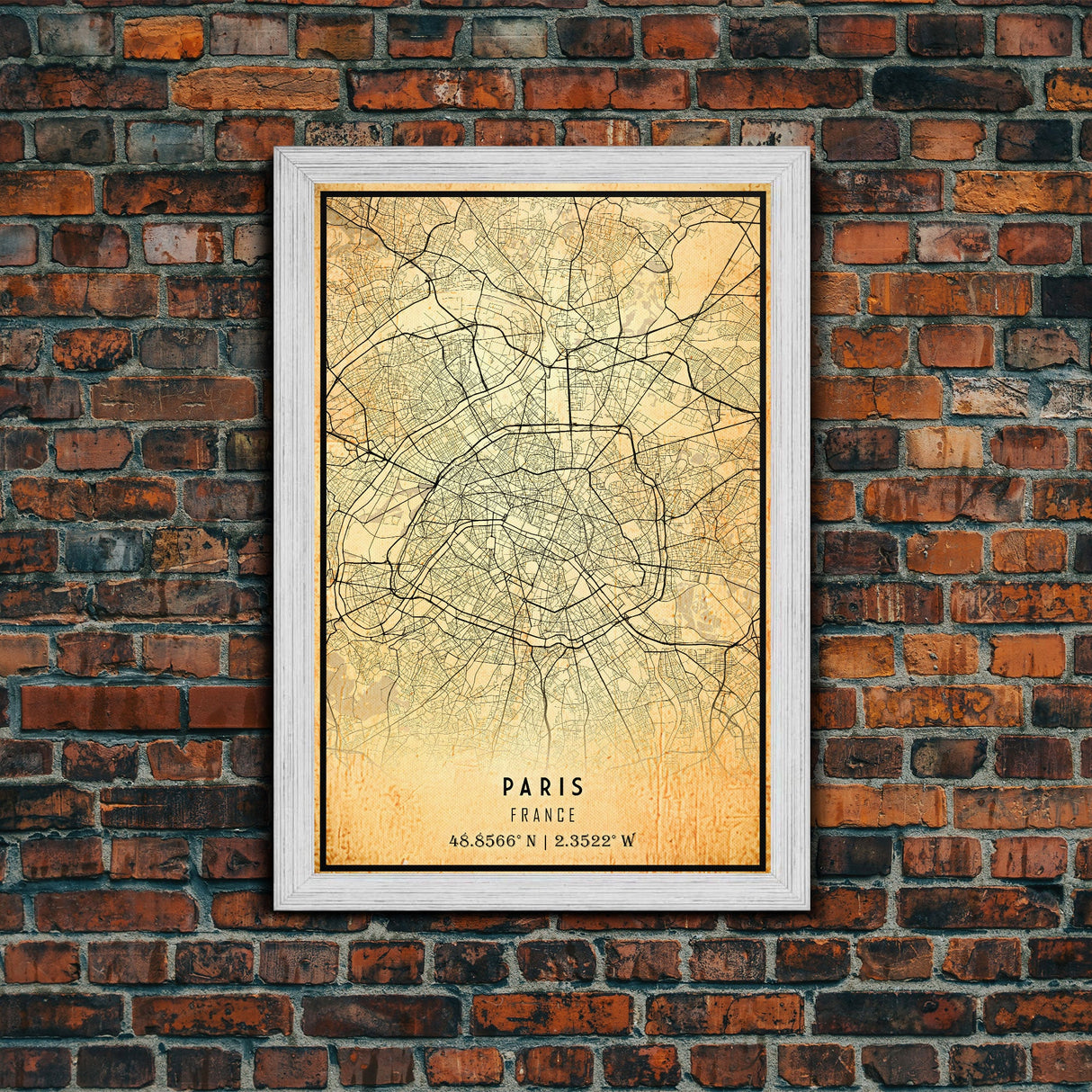 Paris France map print poster or framed canvas, Paris map print poster canvas, Paris France city map print poster canvas, Vintage Travel Art