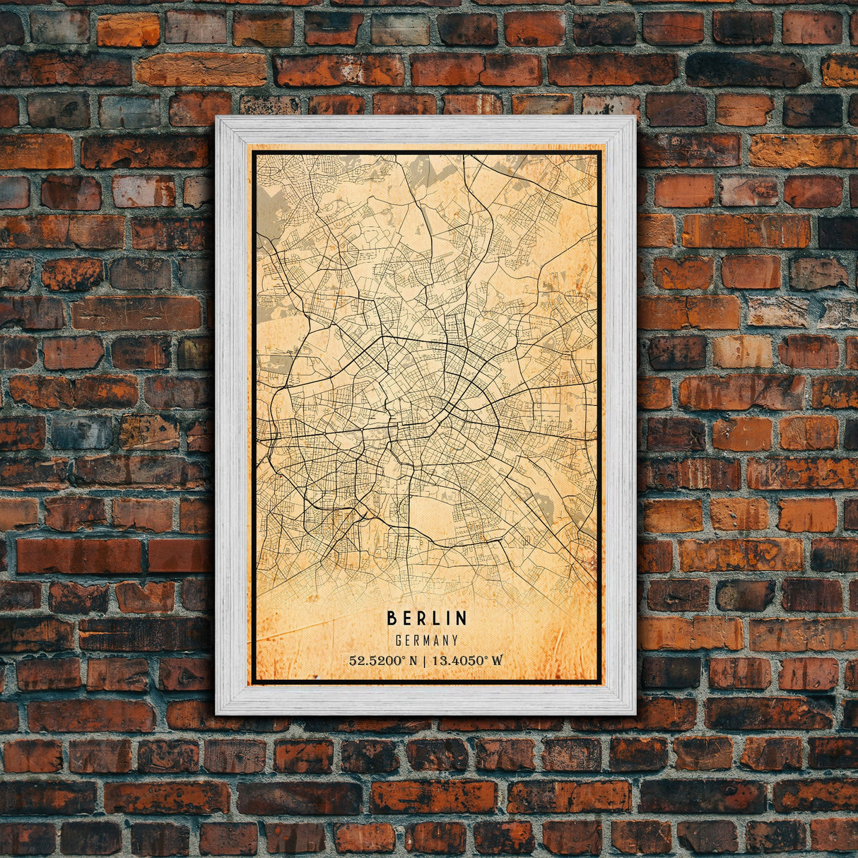 Vintage Berlin Germany map print poster or framed canvas, Berlin map print poster canvas, Berlin city map print poster canvas, Travel Art