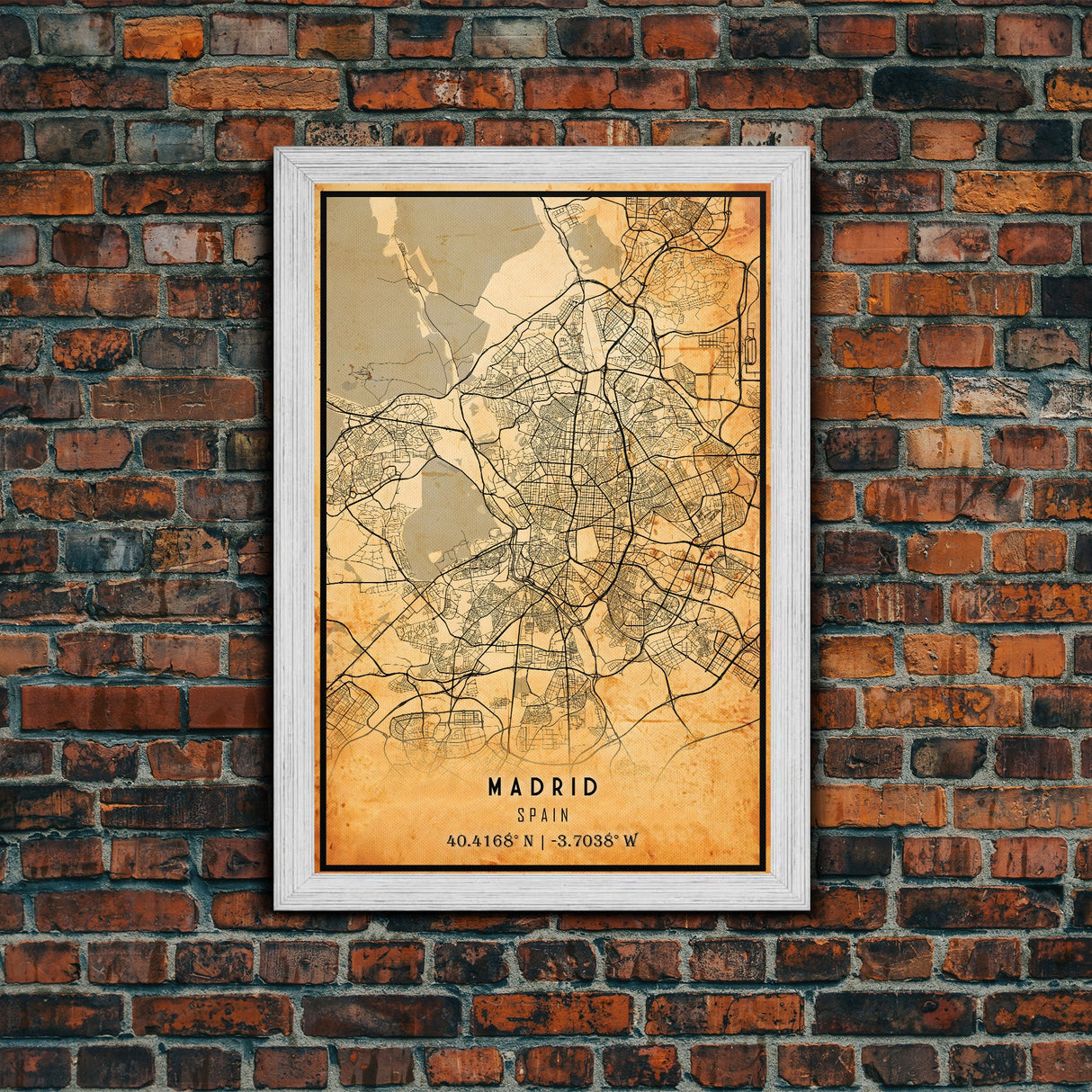 Madrid Spain map print poster or framed canvas, Madrid map print poster canvas, Madrid city map print poster canvas, Vintage Travel Art