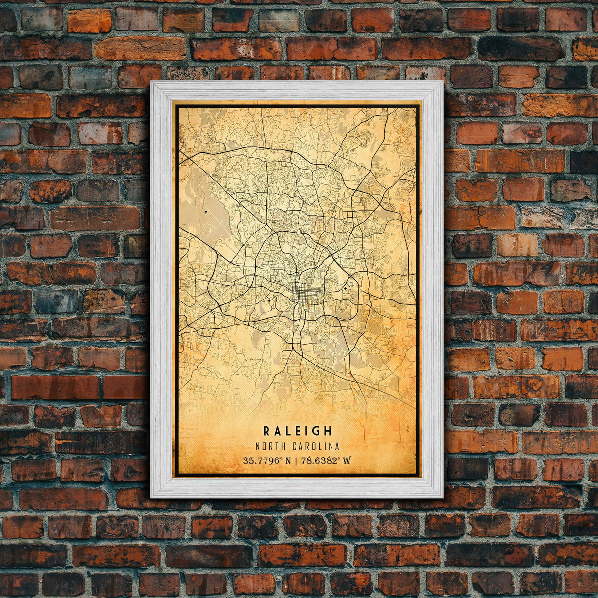 Raleigh North Carolina map print poster or framed canvas, Raleigh map print poster canvas, Raleigh city map Canvas print, Vintage Travel Art