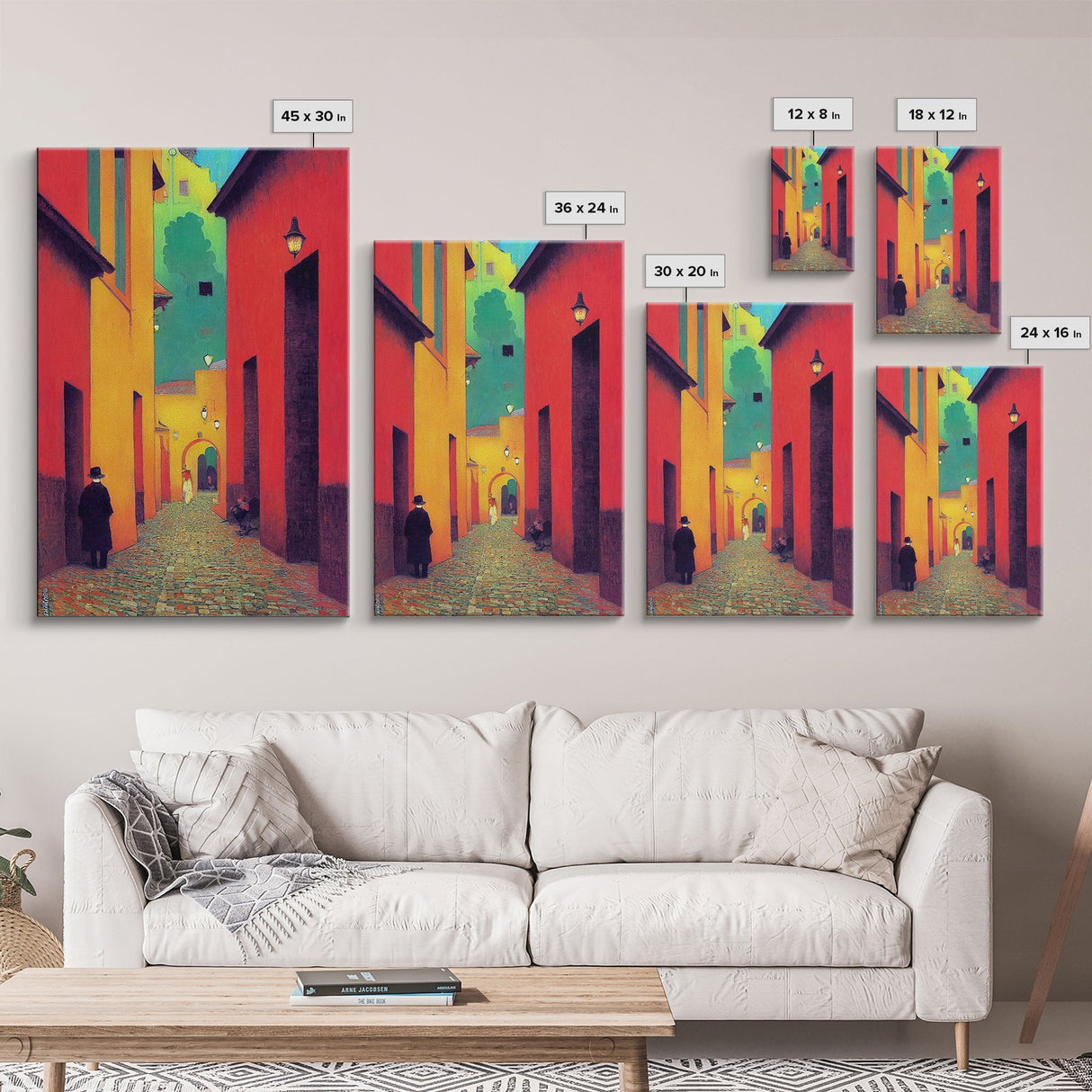 Surrealist Colorful City, Geometric Abstract Art, framed canvas print wall art