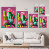 Cactus Art, Pop Art Style, Framed Canvas Print, Pueblo Style Midwest Decor, Western Art, Primitive Style Wall Art