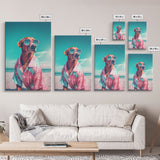 Chihuahua In Pink Shirt Sunglasses Wall Print, Beach Art, Dog Print, Dog Portrait, Framed Wall Art, Framed Canvas, Wall Print, Wall Canvas