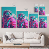 Owl In Pink Jacket Sunglasses Wall Print, Animal Art Print, Bird Wall Art, Framed Wall Art, Framed Canvas, Wall Print, Wall Canvas