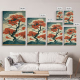 Japanese Maple Tree, Japanese Style Art, Canvas Print, Abstract Tree Art, Ready To Hang Wall Art