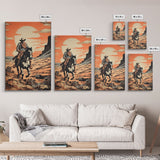 Cowboy Wall Decor, 12x18 Art Print, Equestrian Wall Art, Western Decor, Southwestern Art, Wild West Painting Wall Art, Framed Canvas Print