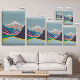 Surrealist Mountain Landscape, Abstract, Framed Canvas Print, Pink Mountains