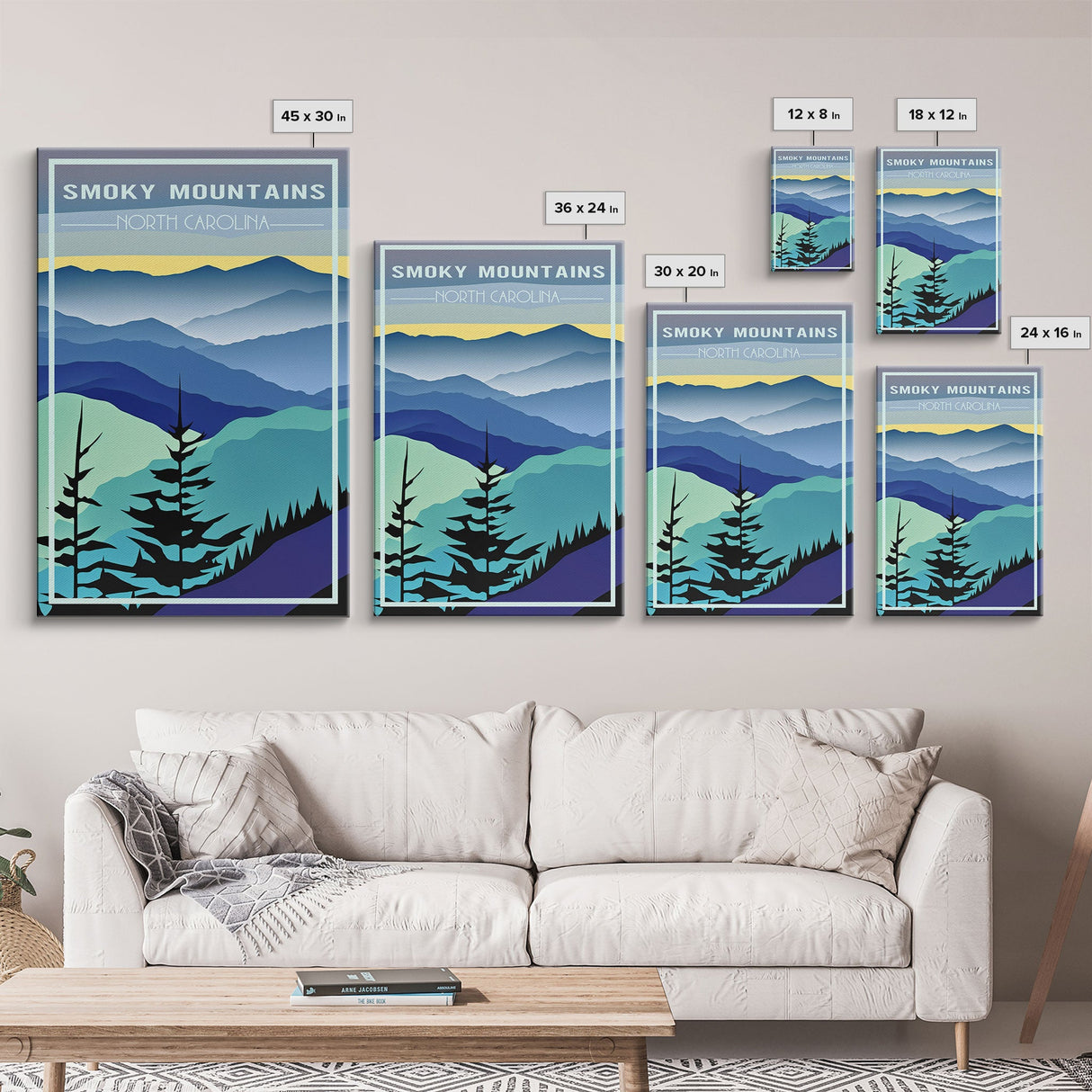 Smoky Mountains Art, North Carolina Wall Print, America Travel Poster, Travel Wall Print, Travel Poster, Travel Wall Art, Canvas Wall Print