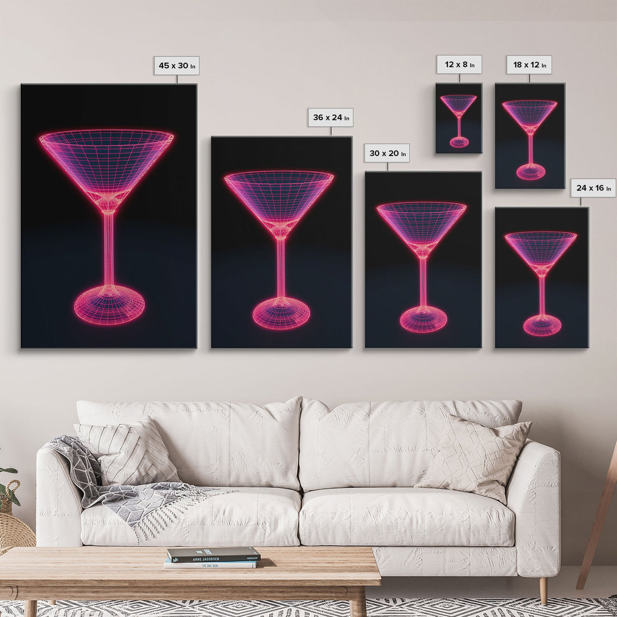 3D Pink Cocktail Wall Art, Pink Wall Decor, 3D Art, Vibrant Art, Minimalist Print, Wall Decor, Canvas Print, Wall Art, Framed Canvas