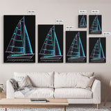 Teal Sail Boat Wall Decor, Ocean Art Print, Line Art, Minimalist Print, Wall Decor, Canvas Print, Wall Art, Framed Canvas