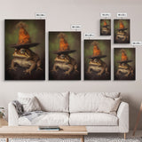 Frog Wall Art, Frog Wearing Witch Hat, Funny, Animal Wall Art, Nature, Modern Print, Wall Decor, Canvas Print, Wall Art, Framed Canvas