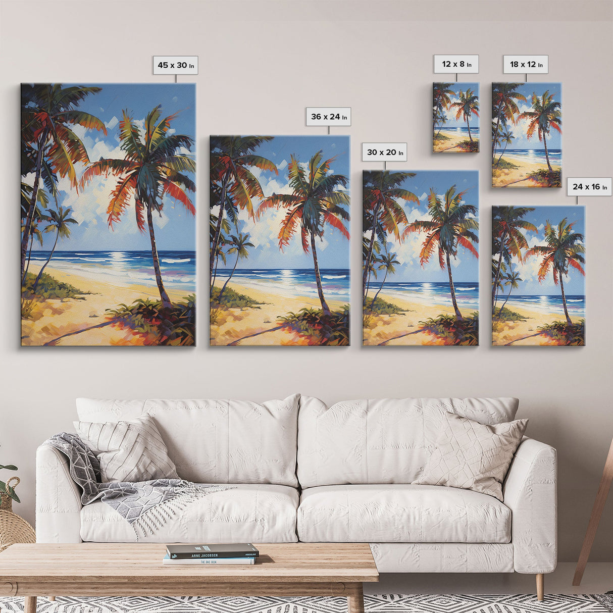 Tropical Wall Art, Beach Wall Print, Seashore Wall Art, Canvas Print, Wall Art, Vertical Print, Living Room Wall Art, Retirement Gifts