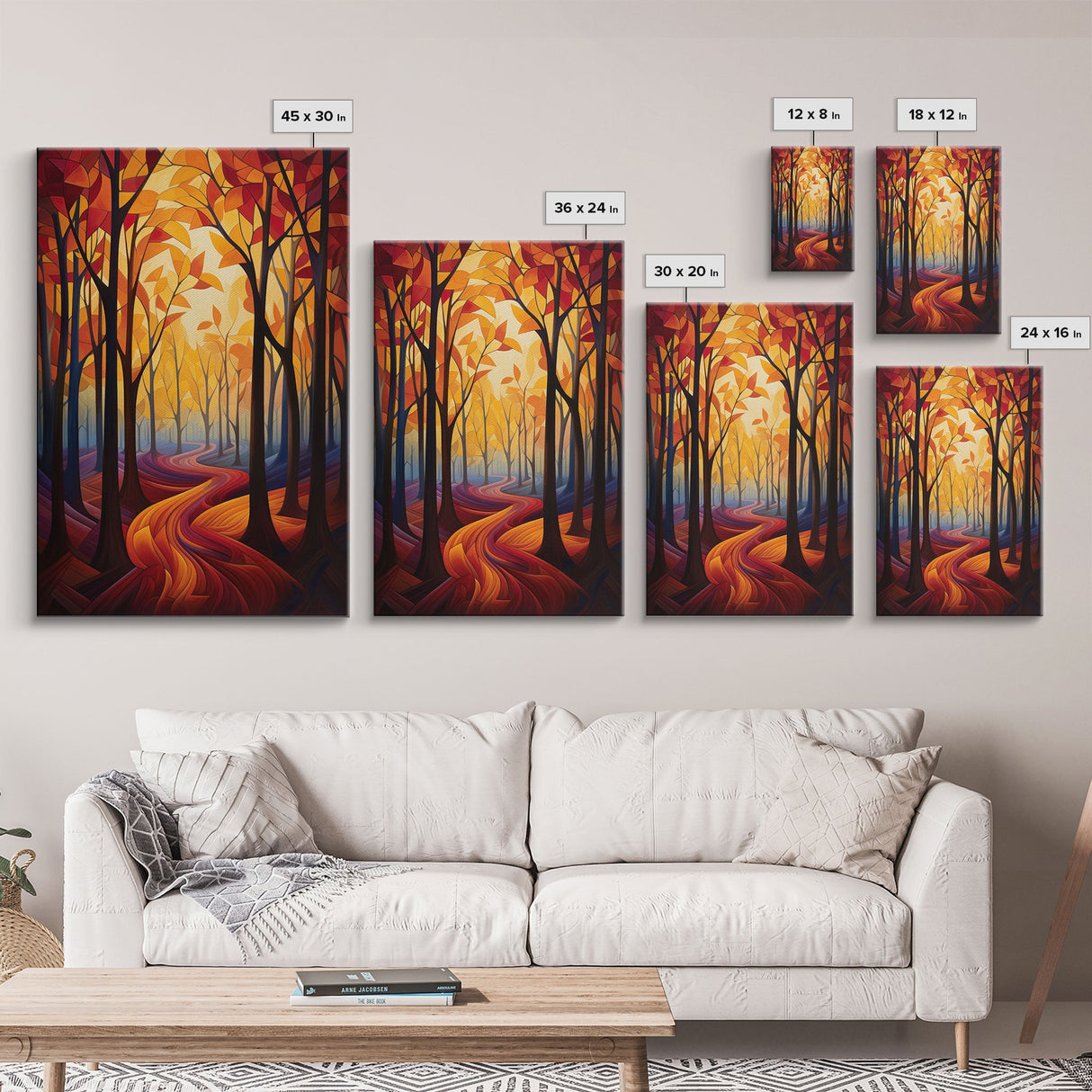 Abstract Wall Art, Forest Print, Fall Wall Art, Canvas Print, Wall Art, Vertical Print, Nature Print, College Dorm Decor, Living Room Prints