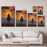 Cowboy Silhouette Wall Art, Western Wall Decor, Sunset Wall Art, Canvas Print, Wall Art, Vertical Art, Teen Boy Wall Art, Rustic Wall Decor