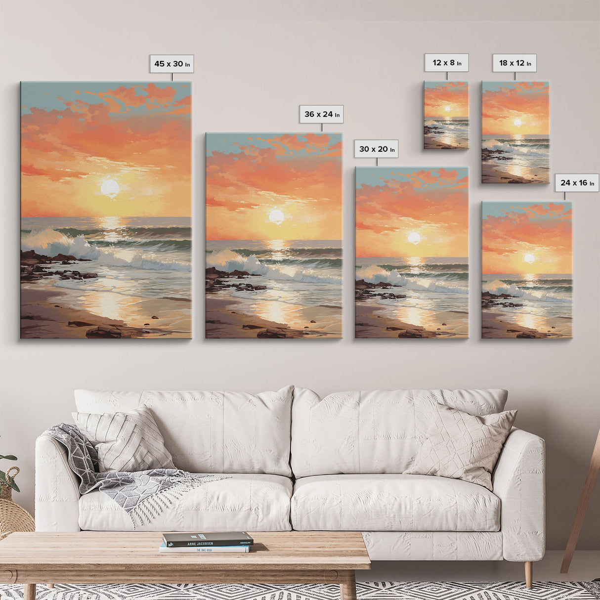 Sunset Wall Art, Beach Art Print, Seascape Wall Art, Canvas Print, Wall Art, Vertical Art, Appreciation Gift, Wall Hanging, Dining Room Art